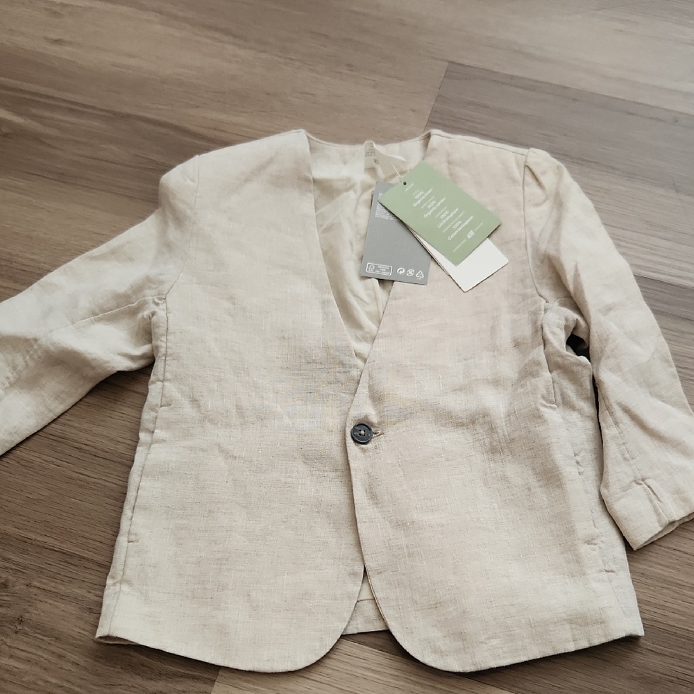 Beige Linen Blazer for Kids